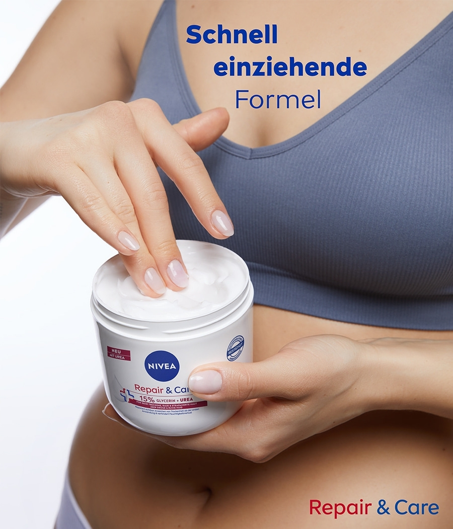NIVEA Creme Repair & Care Creme-Tiegel Urea Glycerin 72h Feuchtigkeit 2 x 400 ml