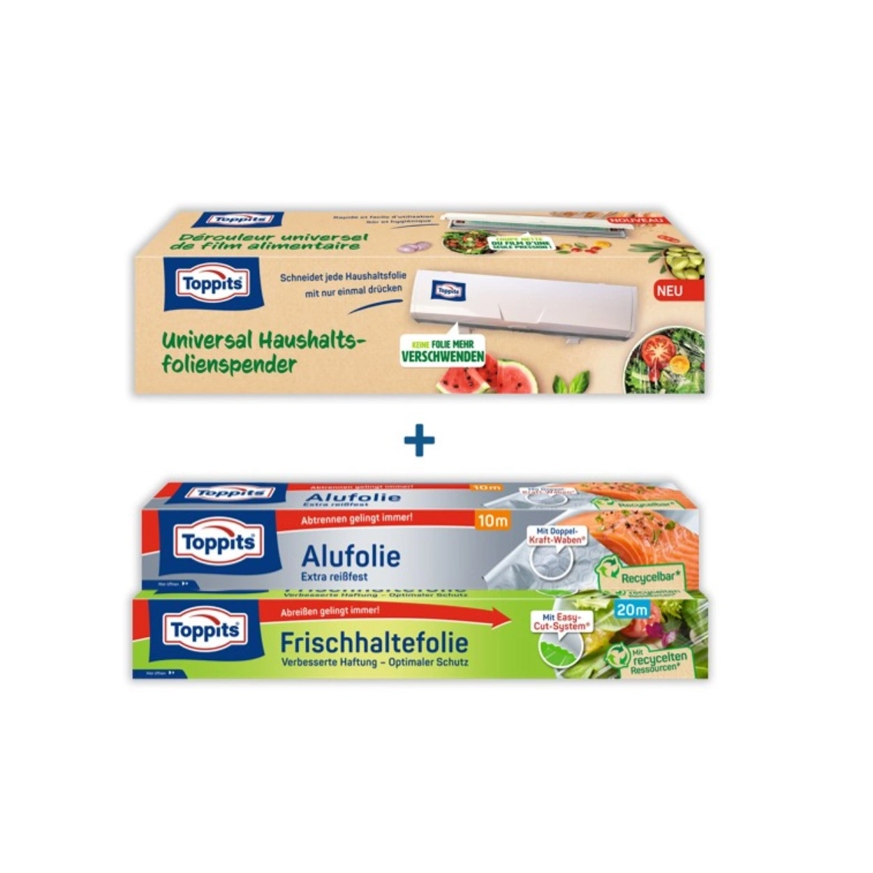Toppits Frischhaltefolie und Alufolie mit Universal-Folienspender