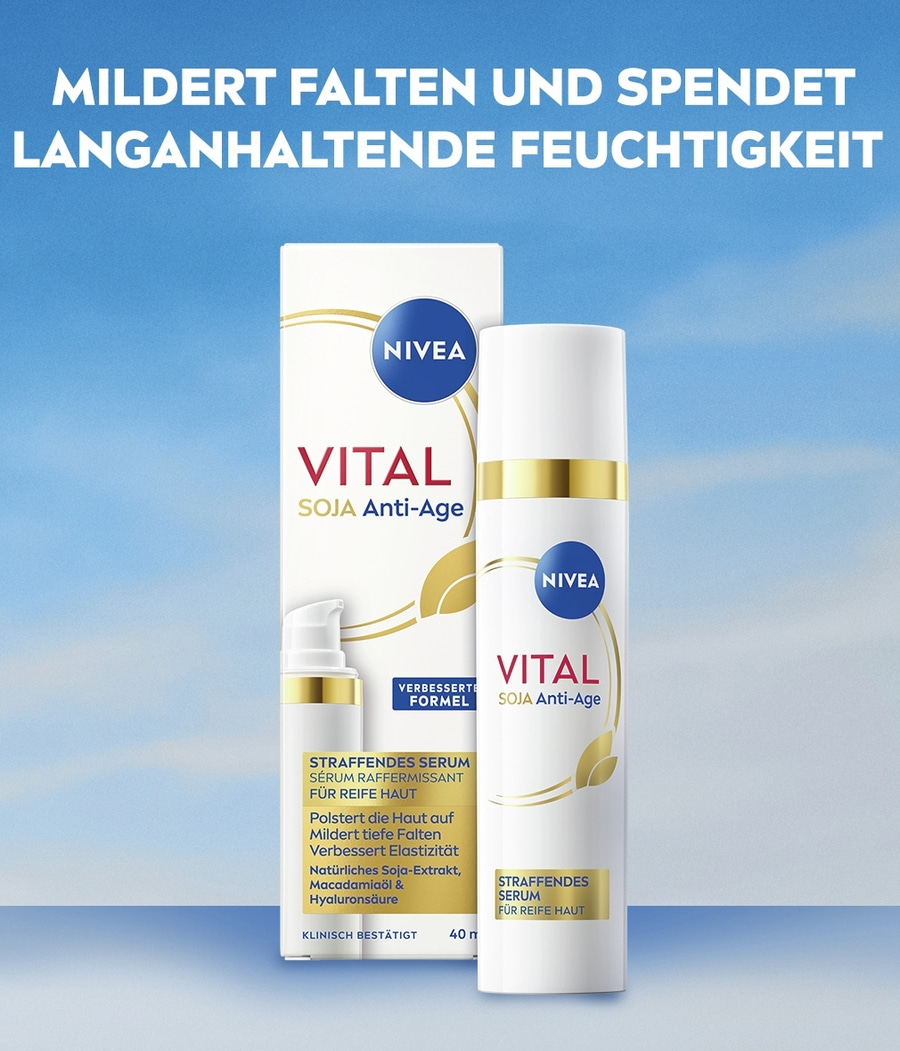 Nivea Vital Soja Anti-Age straffendes Serum für reife Haut.