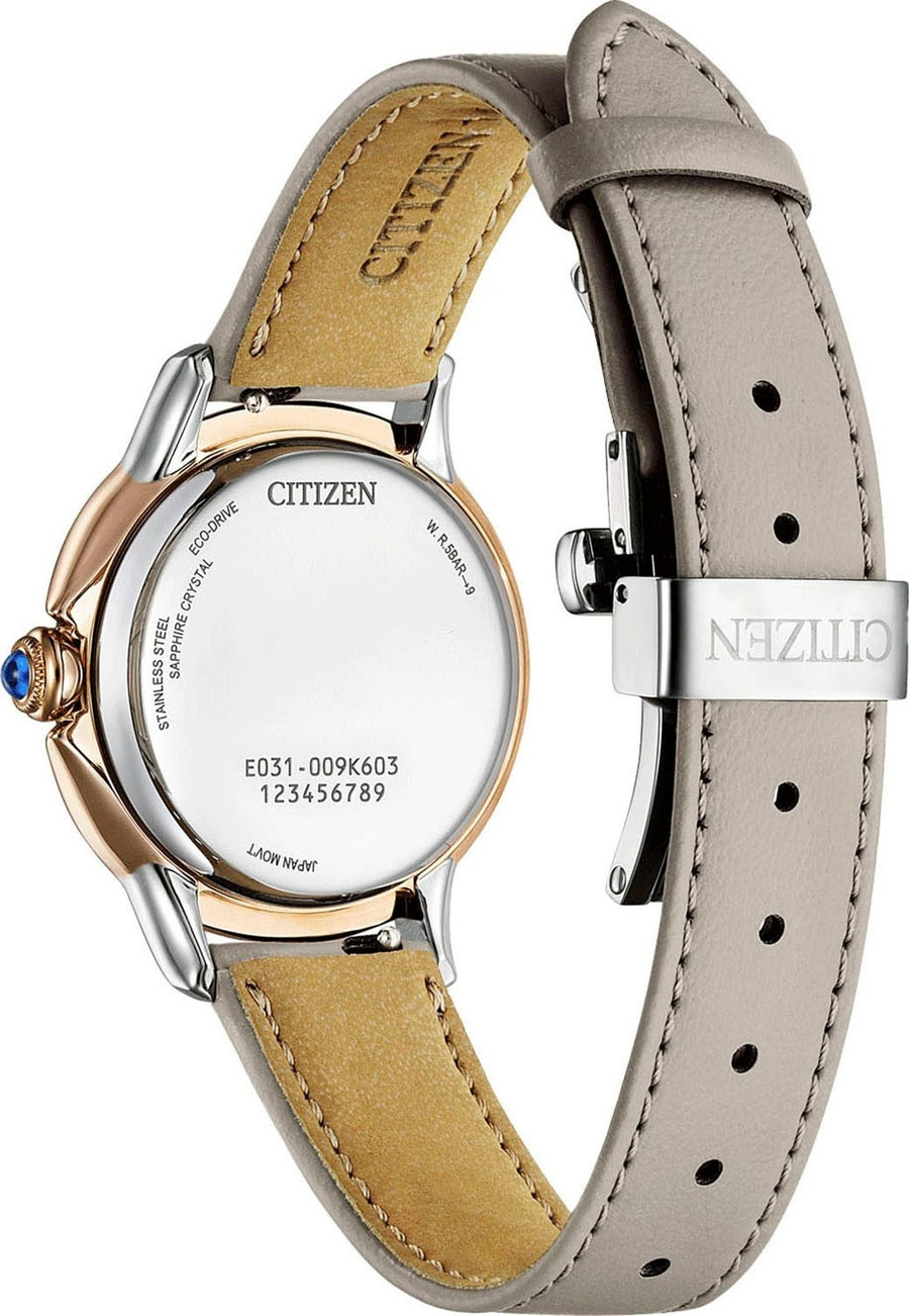 CITIZEN Damen Armbanduhr EM1166-01Z Eco-Drive Solar Saphirglas Lederarmband 30mm