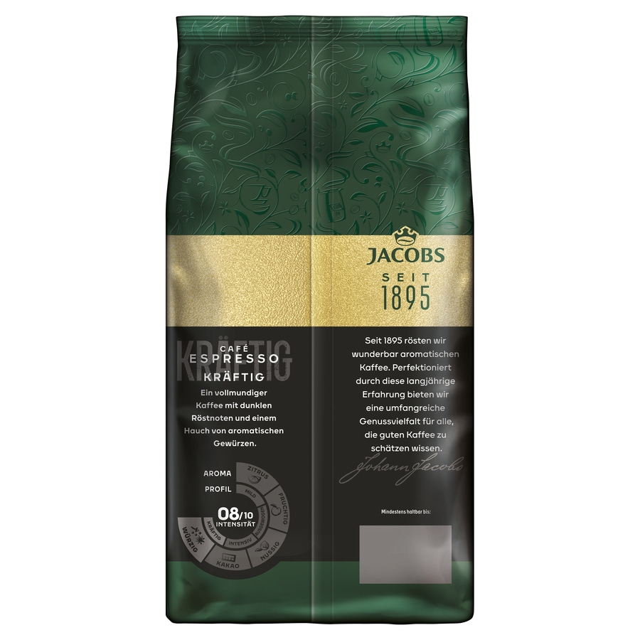 JACOBS Kaffeebohnen Expertenröstung Espresso 4 x 1 kg ganze Bohne