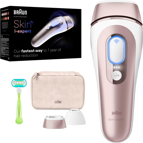 Braun Skin i-expert IPL Haarentfernungssystem, Rasierer, Tasche, Zubehör