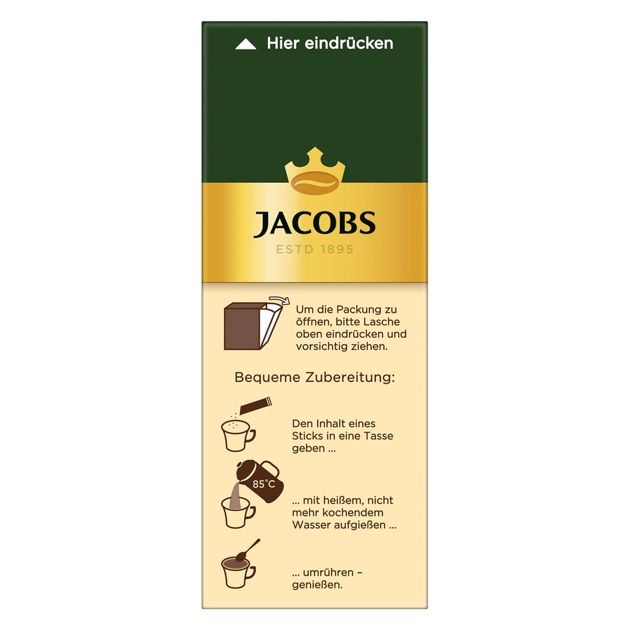 JACOBS Löskaffee Typ Cafe Crema 12 x 25 Getränke Sticks löslicher Instantkaffee