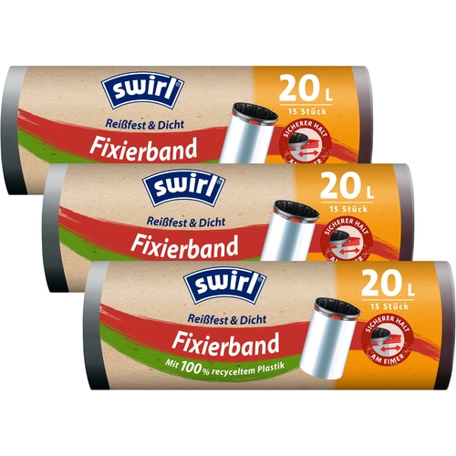 SWIRL Müllbeutel 20 l Fixierband 3er Pack á 20 Stück NEU