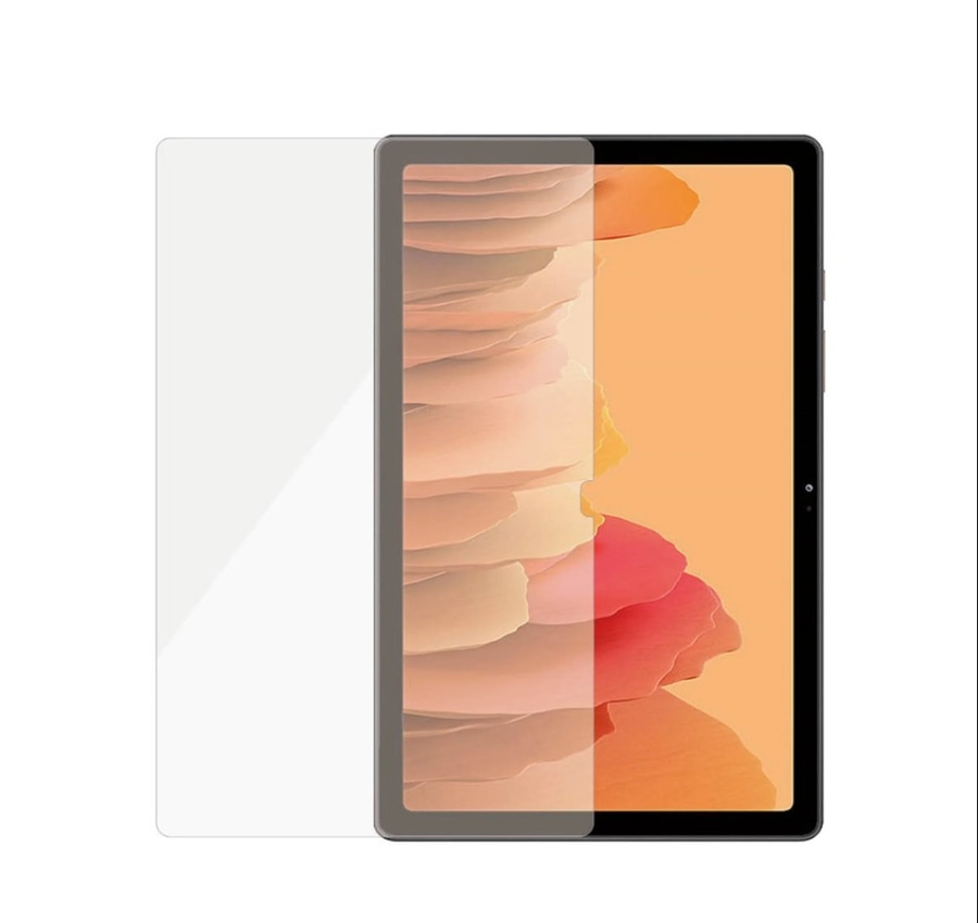 Tablet mit Displayschutzfolie, die auf dem Bildschirm angebracht ist
