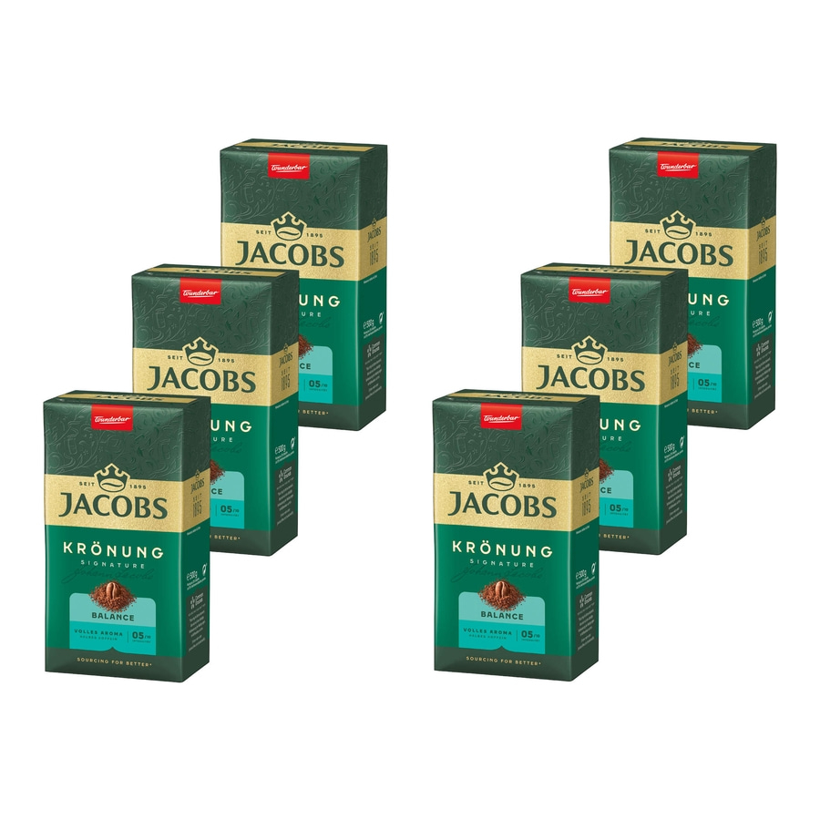 JACOBS Filterkaffee Krönung Balance Pulver-Kaffee Röstkaffee gemahlen 6 x 500g