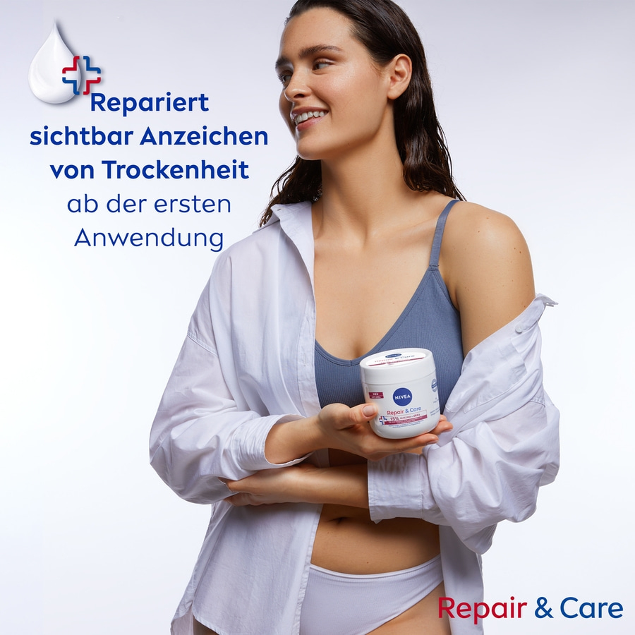 NIVEA Creme Repair & Care Creme-Tiegel Urea Glycerin 72h Feuchtigkeit 2 x 400 ml