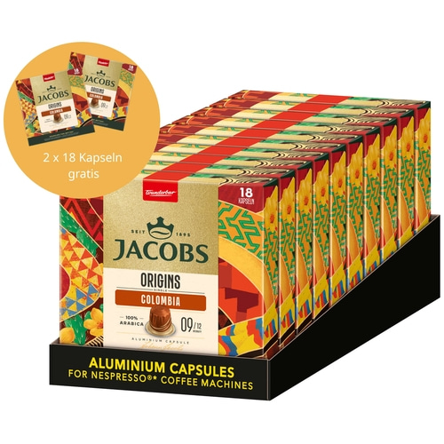 JACOBS Kapseln Origins 9 Colombia Nespresso®* kompatible 10 x 18 + 2x 18 gratis!