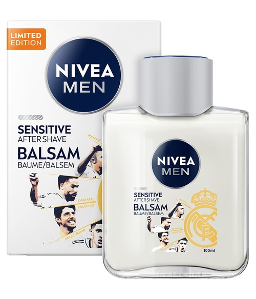 Nivea Men Sensitive Aftershave Balsam mit Fußballspielern als Limited Edition.