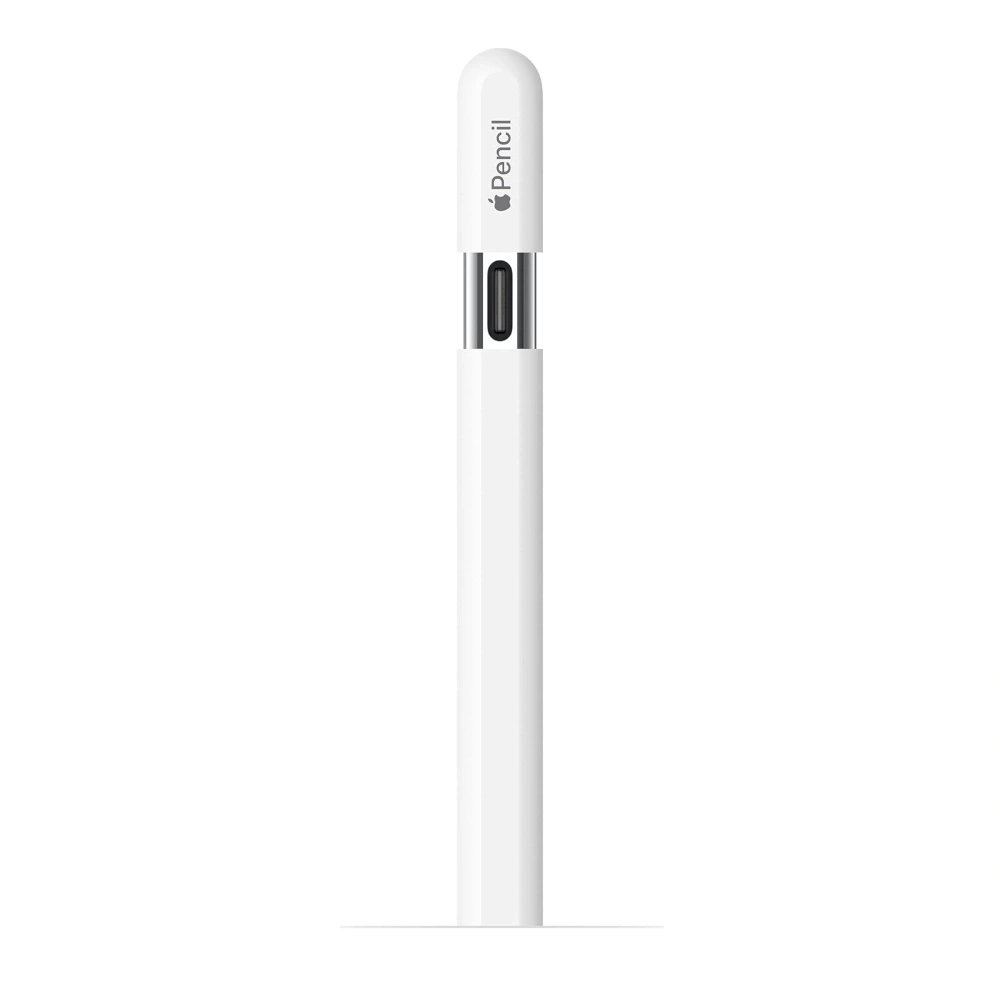 Ein weißer Apple Pencil im Verpackungszylinder auf weißem Hintergrund.