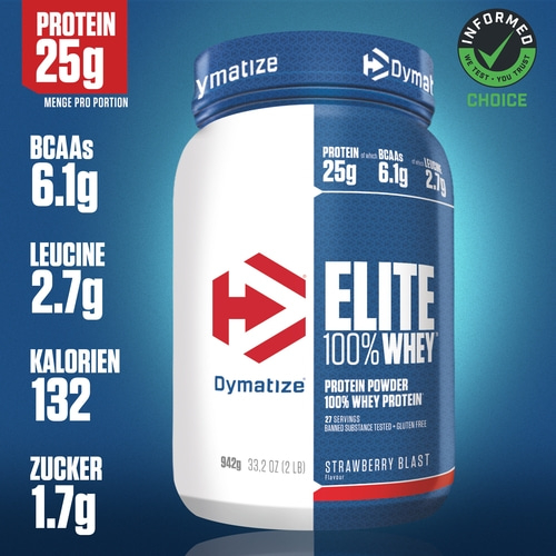 DYMATIZE Whey Protein Pulver Shake Elite 100% Isolat Strawberry Blast 942 g