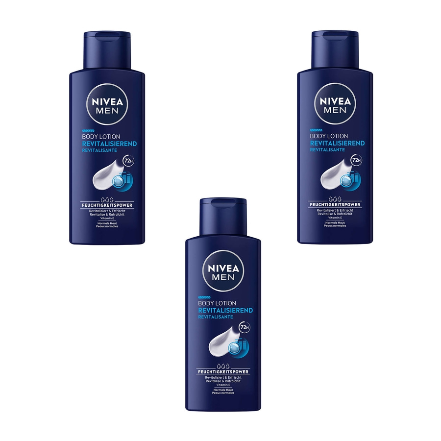 NIVEA MEN Body Lotion Revitalisierend Erfrischend 24h Feuchtigkeit 3 x 250 ml