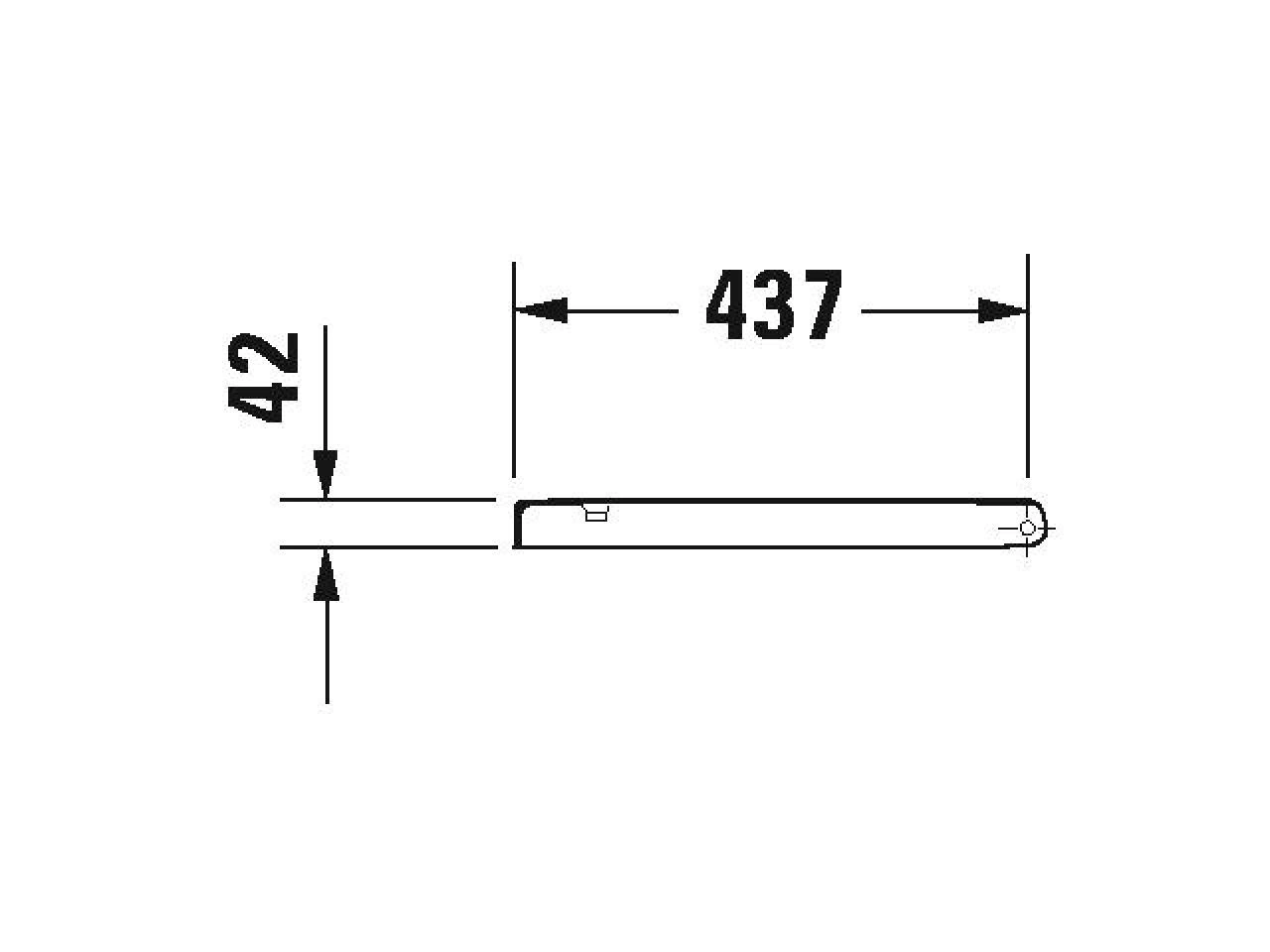 Abmessungen: 42mm hoch, 437mm breit. Rechteckige Form mit Maßangaben.
