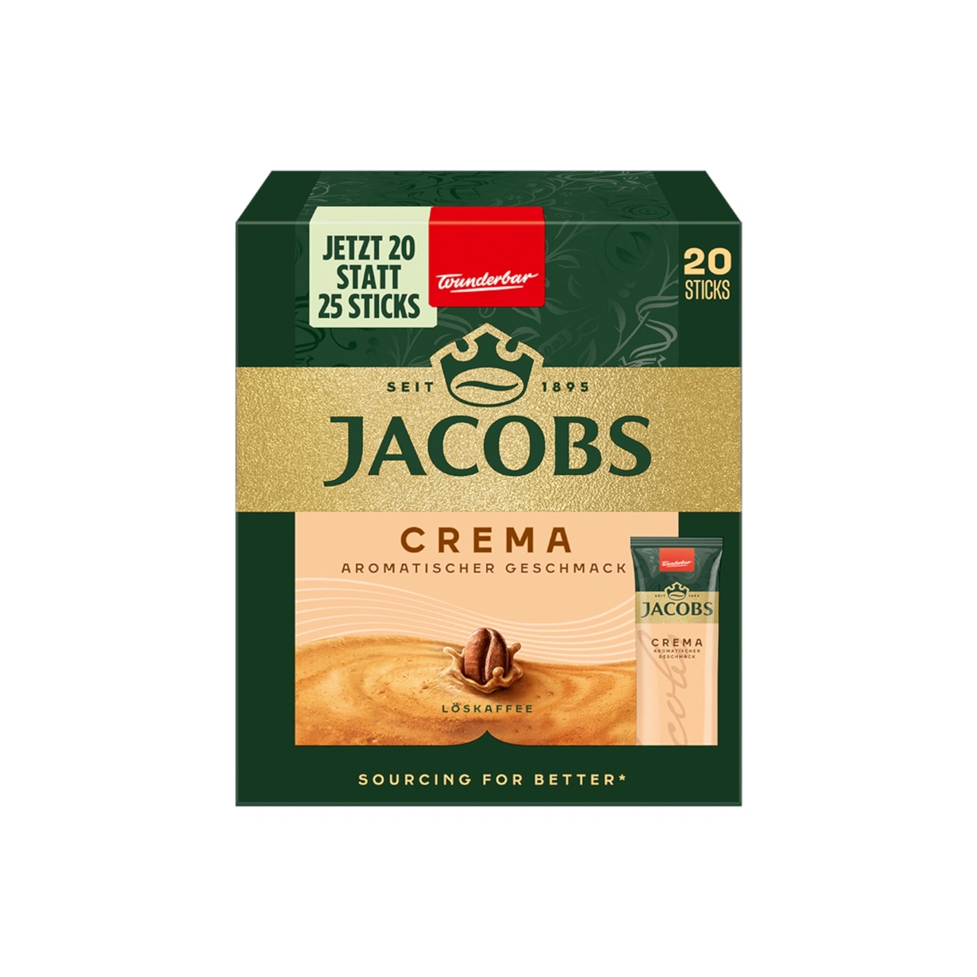 Jacobs Crema Löslicher Kaffee, 20 Sticks