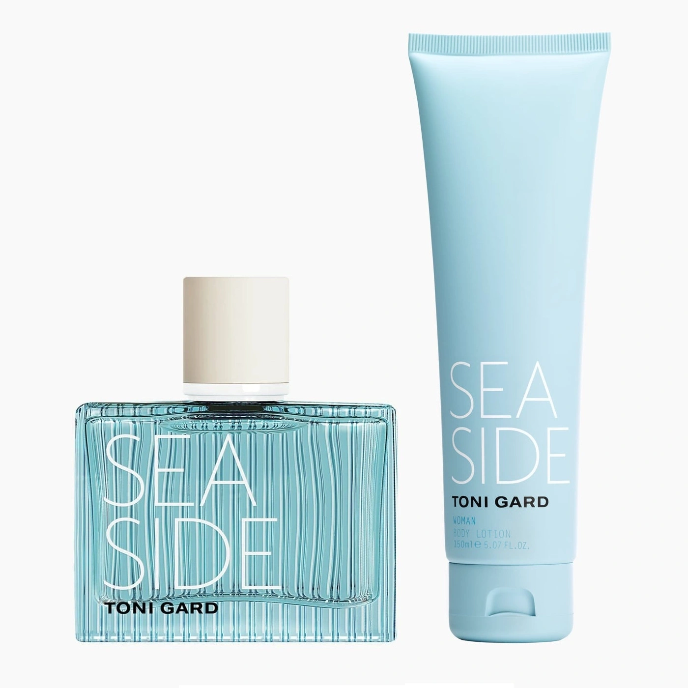 Zwei Kosmetikprodukte von Toni Gard: Parfüm und Bodylotion