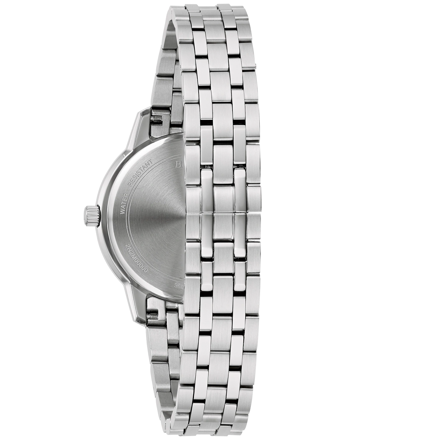 Uhr mit Metallarmband, Nahaufnahme, Detail, silberfarben, wasserdicht, 2N2M00000