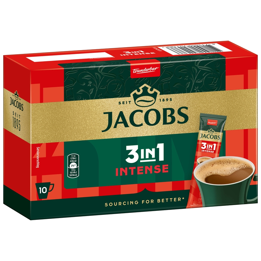 Jacobs 3in1 Intense Kaffee, 10x Beutel, German Jacobs coffee packaging