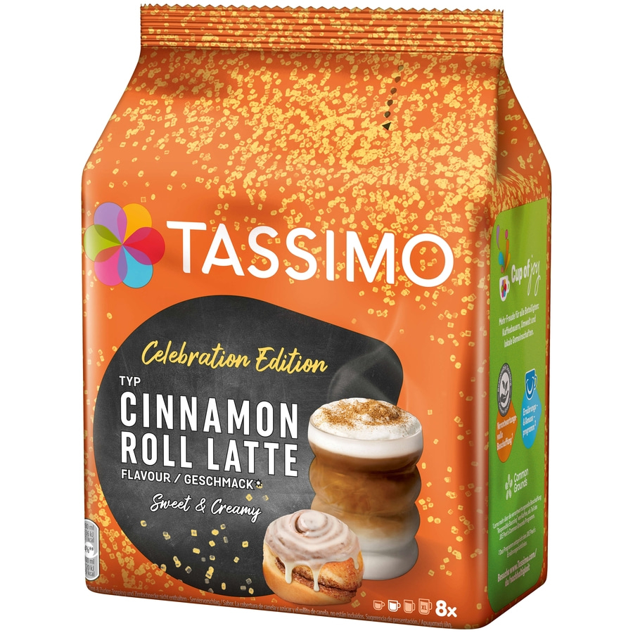 Tassimo Cinnamon Roll Latte Packung, Celebration Edition, süß und cremig, 8x
