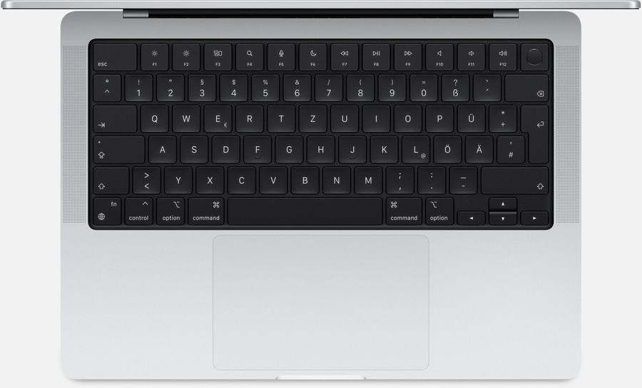 Nahaufnahme einer Laptop-Tastatur mit Buchstaben und Symbolen, die auf den Tasten abgebildet sind.