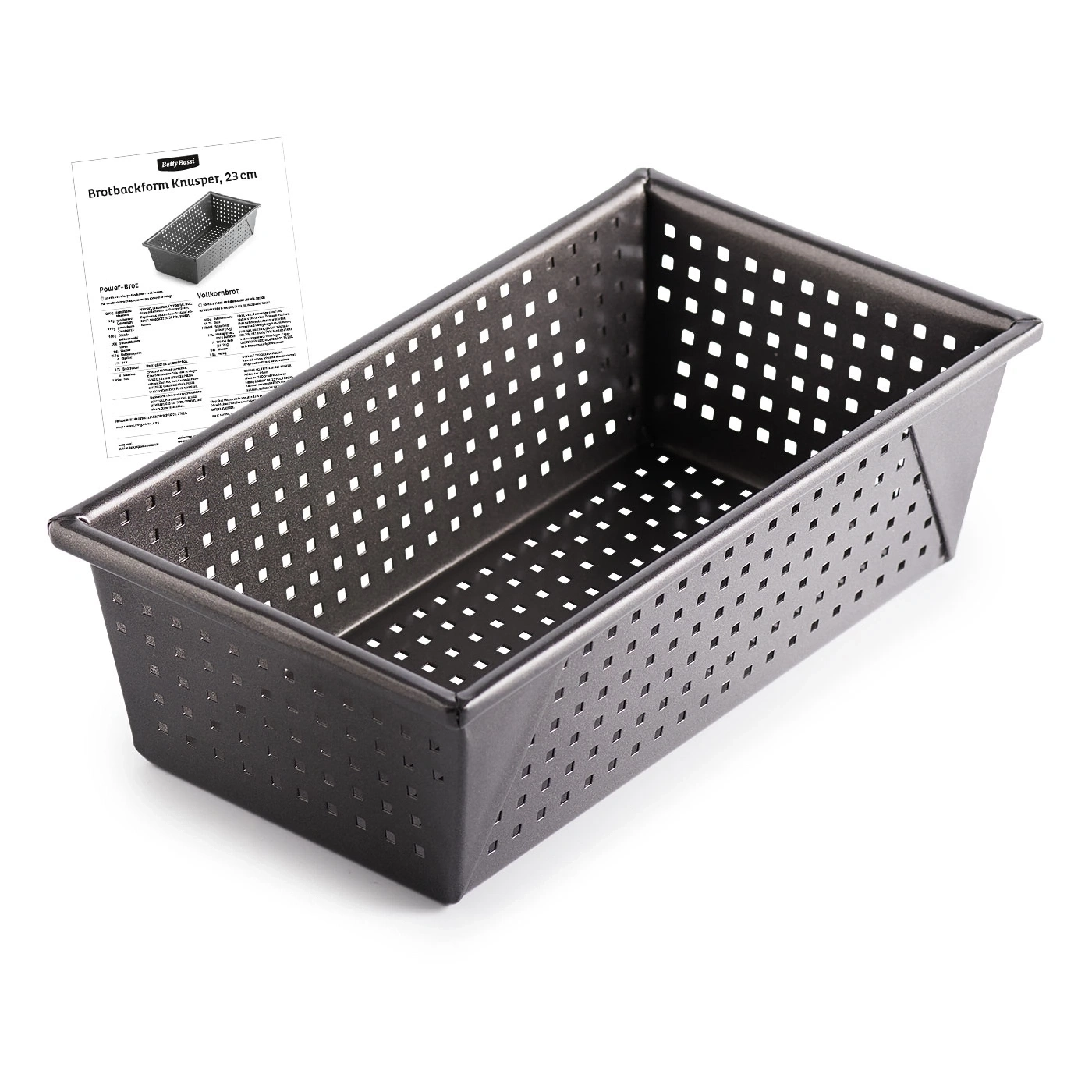 Brotbackform Knusper, 23 cm, mit Löchern, rechteckig, Metall, Backen