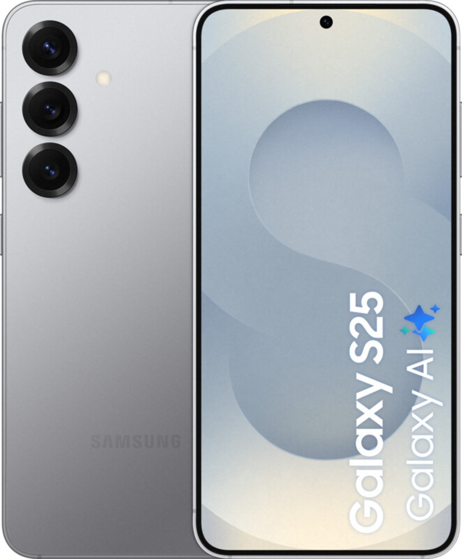 Samsung Galaxy S25 Smartphone, silber, mit drei Kameras und großem Bildschirm