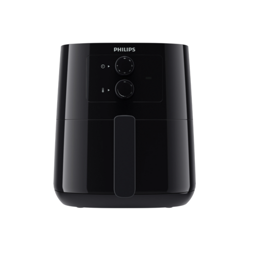 Schwarze Philips Airfryer mit Bedienfeld und Griff für die Küche.