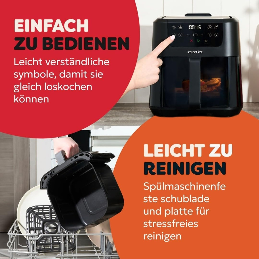 INSTANT POT Vortex Compact Airfryer 4in1 Heißluftfritteuse Sichtfenster 5L 1500W