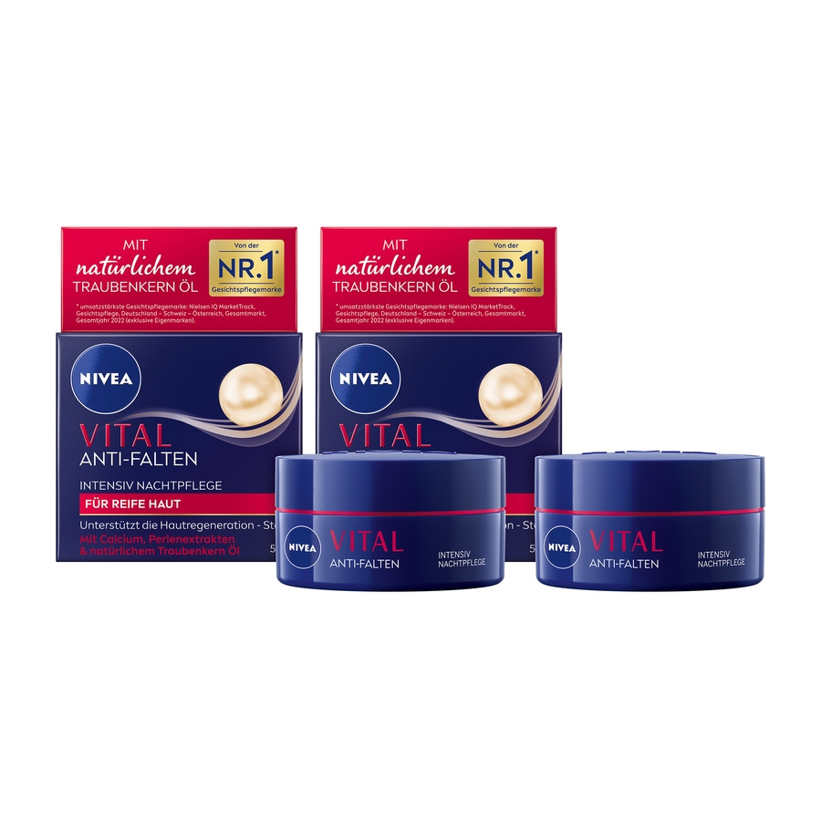 NIVEA Nachtpflege VITAL Anti-Falten Intensiv Nachtcreme reife Haut 2 x 50 ml