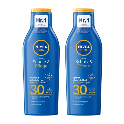 NIVEA SUN Schutz & Pflege Sonnenmilch wasserfester Sonnenschutz LSF30 2 x 250ml