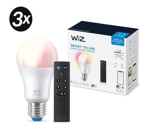 3x WiZ Tunable White & Color LED Lampe E27 inkl. WiZmote Smart Leuchtmittel NEU 3x WiZ Tunable White & Color LED Lampe E27 inkl. WiZmote Smart Leuchtmittel NEU