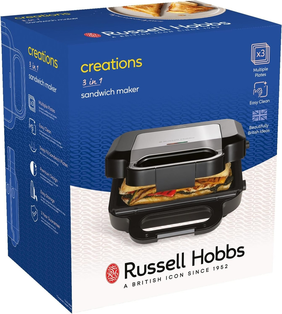 RUSSELL HOBBS Sandwichtoaster Waffeleisen Kontaktgrill Creations 3-in-1 Gerät