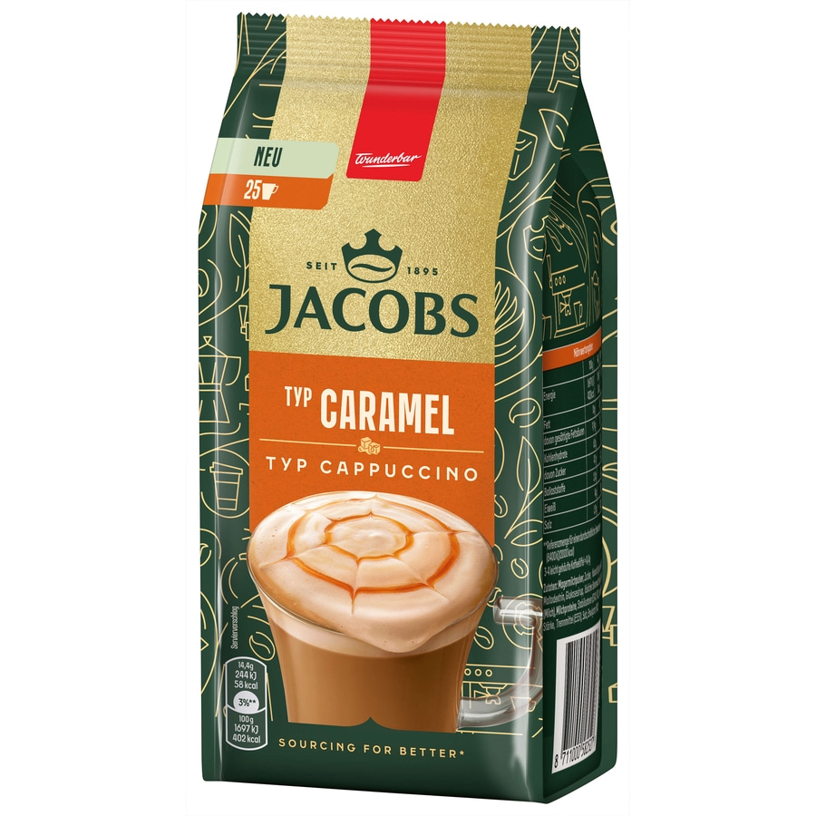 JACOBS Löskaffee TYP CARAMEL CAPPUCCINO 12x 360g Beutel Karamell Geschmack