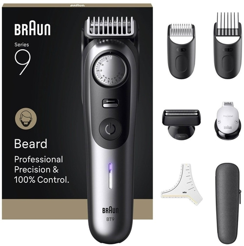 Braun Bartschneider, Serie 9, Präzision und Kontrolle, mit Zubehör und Etui.