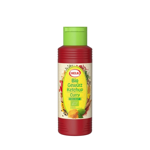 Hela Bio Ketchup Curry delikat Gewürzketchup 300 ml Flasche Ketchupflasche