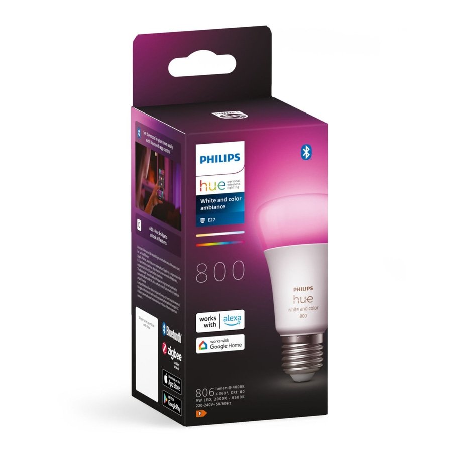 Philips Hue White and Color Ambiance E27 Glühbirne, 800 Lumen, Bluetooth, Zigbee, Alexa, Google Home