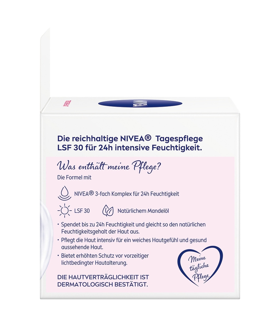 NIVEA Reichhaltige Tagespflege für trockene Haut mit Mandelöl LSF30 2 x 50ml