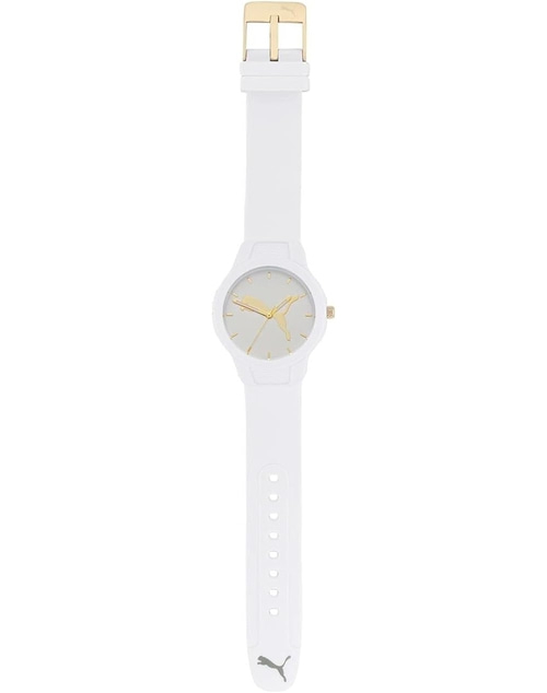 PUMA 40 mm Quarzuhr Reset P1013 Polycarbonat Dornschließe Weiß B-WARE