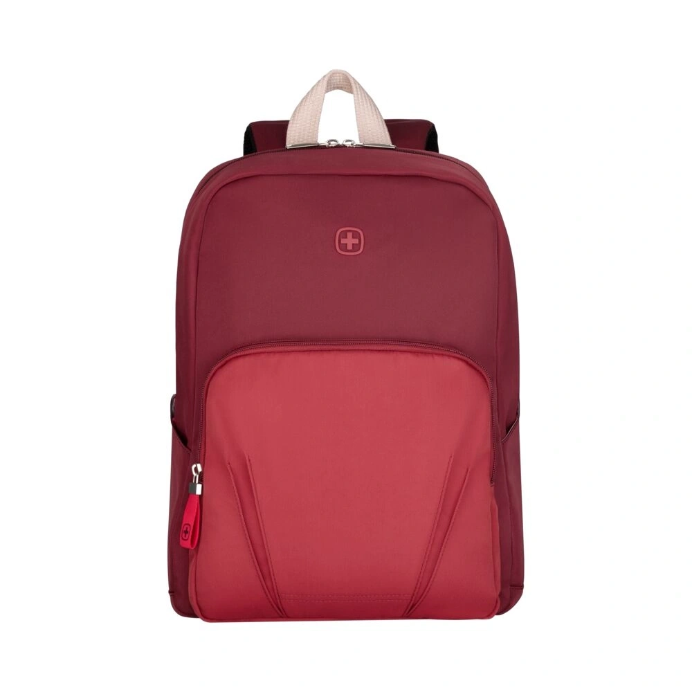 Roter Rucksack mit Schweizer Kreuz, ideal für den täglichen Gebrauch und Reisen.