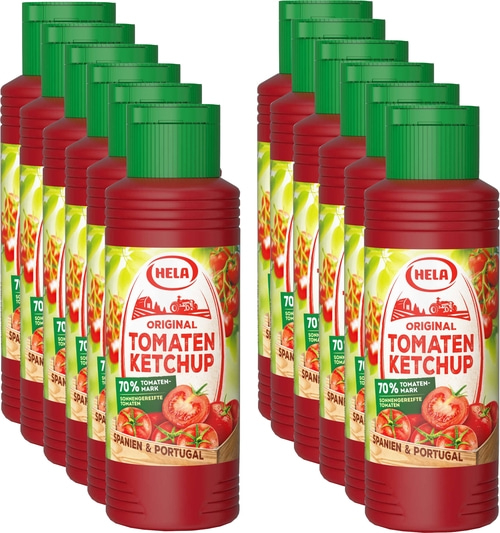 12 x Hela Ketchup Original Tomaten Ketchup 300 ml Flasche Tomatenketchup
