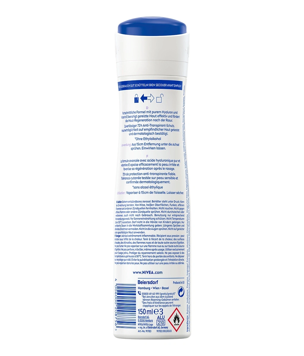 Nivea Deospray mit Hyaluron und Vitamin E für die Achseln.