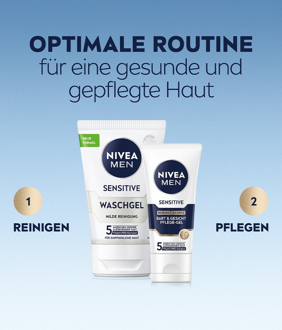 NIVEA MEN Bart & Gesichtspflege Gel Sensitive 24h Feuchtigkeit lindernd 2 x 50ml