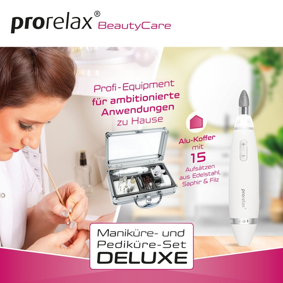 PRORELAX Maniküre- / Pediküre-Set DELUXE Hand- und Fußpflege 15 Aufsätze NEU