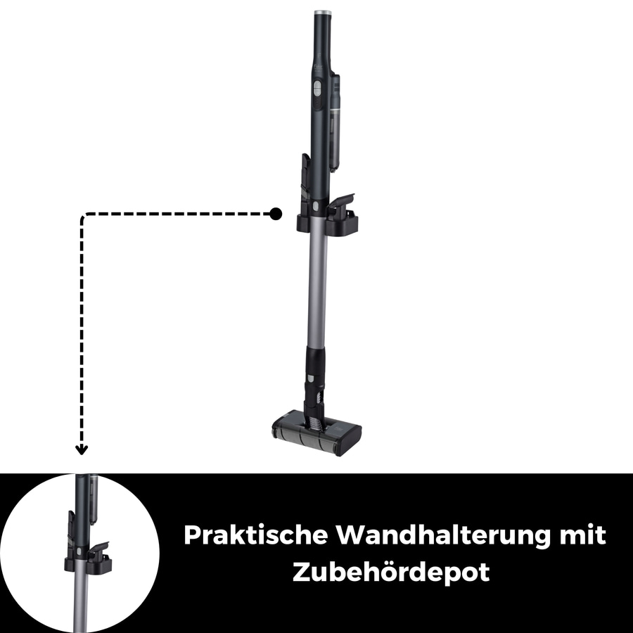 Staubsauger mit Wandhalterung und Zubehördepot