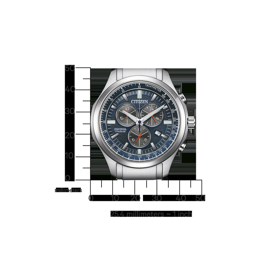CITIZEN Herren Armbanduhr AT2530-85L Chronograph Eco-Drive Titan 43 mm B-Ware