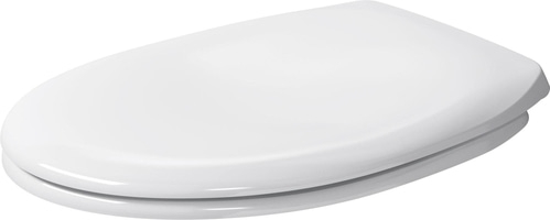 Weißer Toilettensitz, glänzend, oval, Badezimmer, Keramik, sauber, geschlossen, Deckel