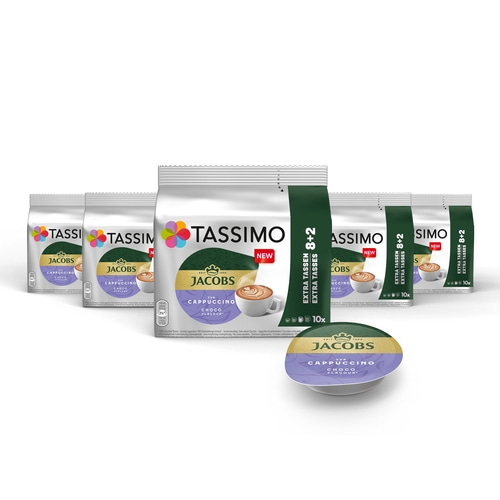 TASSIMO Kapseln Jacobs Cappuccino Choco T Disc 5x10 Getränke Kaffeekapsel Schoko