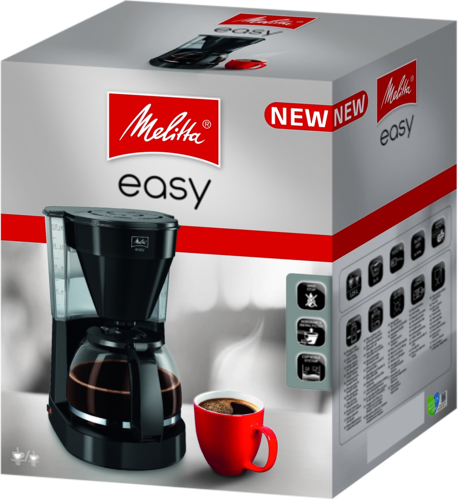 MELITTA Filterkaffeemaschine Easy 1023-02 Warmhaltefunktion 1080W Schwarz