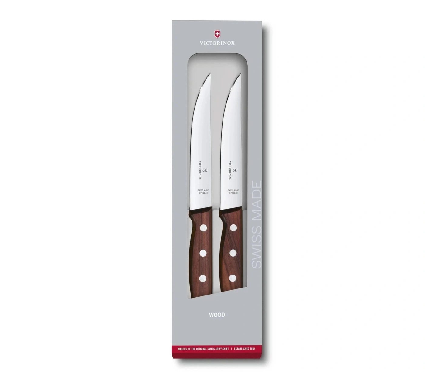 Victorinox Messer-Set mit Holzgriffen, Swiss Made, zwei Messer in Verpackung