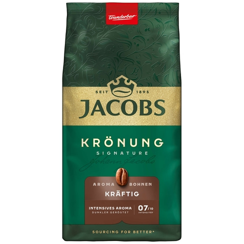 JACOBS Kaffeebohnen Krönung Aroma-Bohne kräftig ganze Kaffee Bohnen 12 x 500g