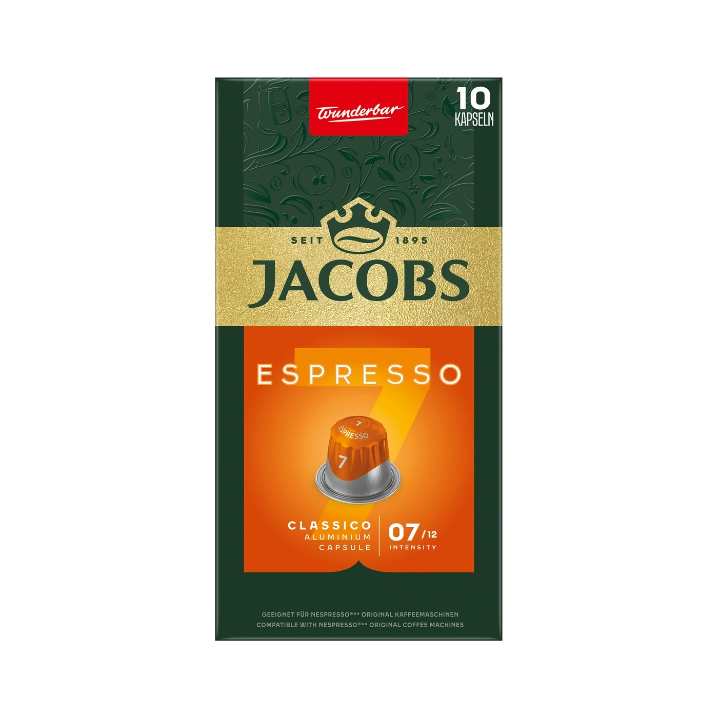 Jacobs Espresso 10 Kapseln Classico Aluminium Intensity 07/12